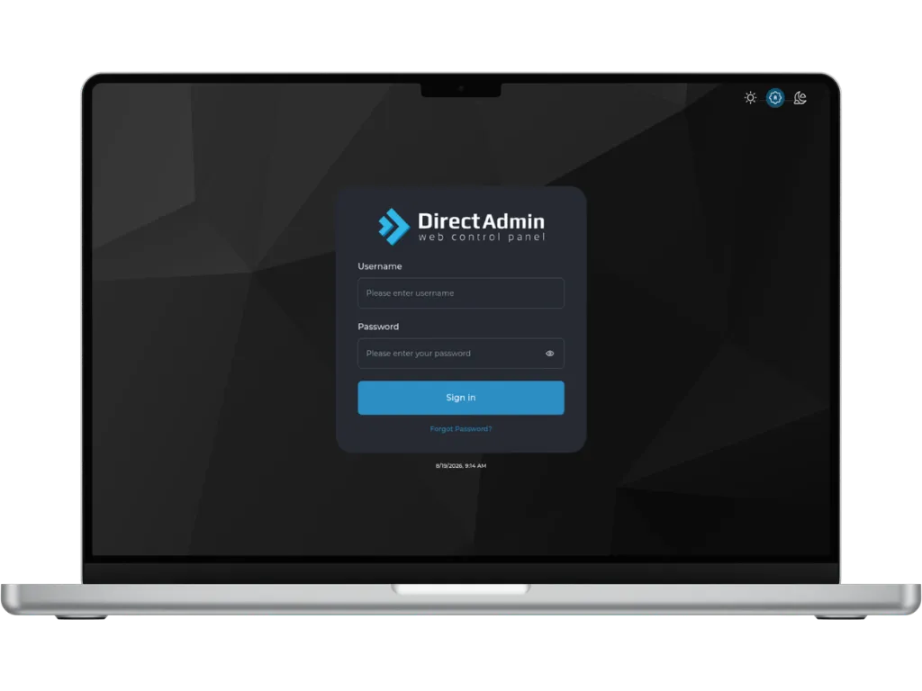 DirectAdmin hosting control panel login screen