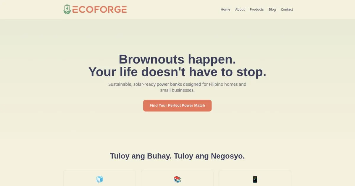 EcoForge Power website preview