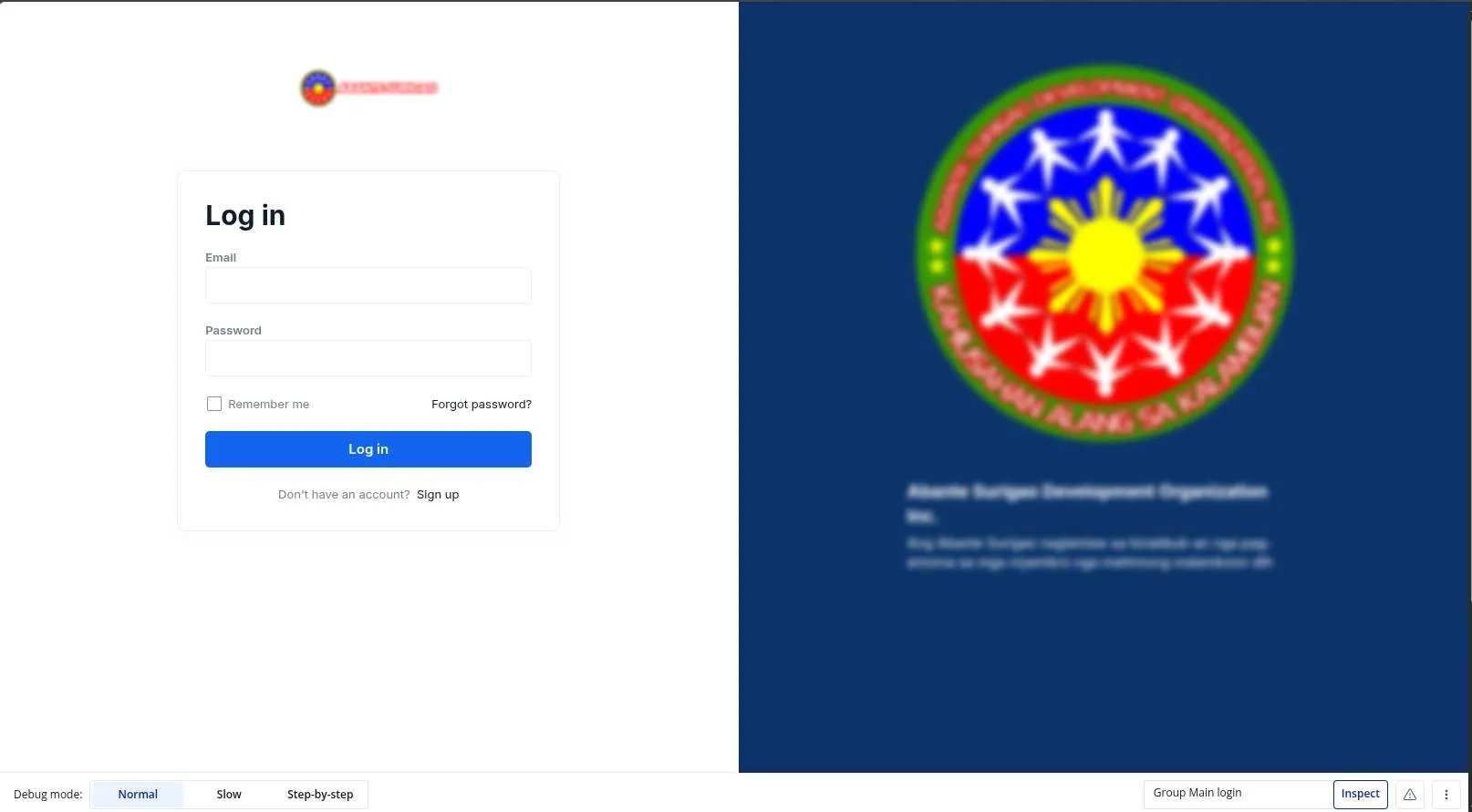 Constituents Management System login screen