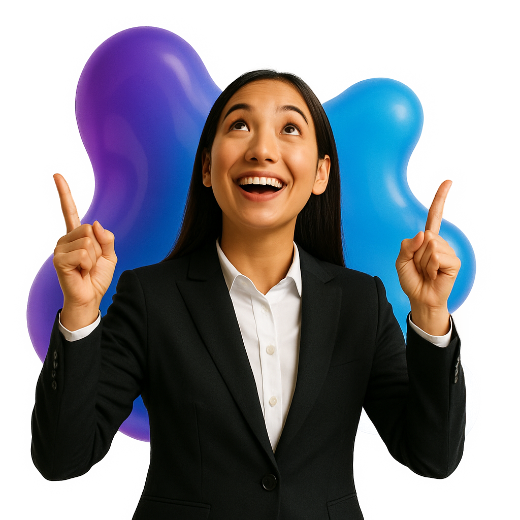 Young professional female looking up